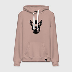 Толстовка-худи хлопковая женская Бухгалтер с крыльями, цвет: пыльно-розовый
