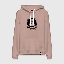 Женская толстовка-худи Шеф-повар с ложкой черной краской