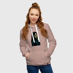 Толстовка-худи хлопковая женская Билли Айлиш в костюме киберпанк, цвет: пыльно-розовый — фото 2