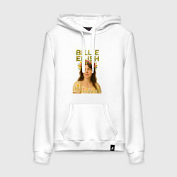 Толстовка-худи хлопковая женская Билли Айлиш с венком цветов на голове, цвет: белый