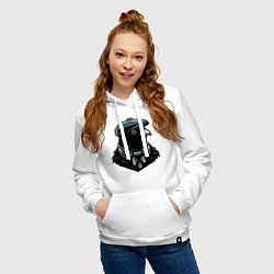 Толстовка-худи хлопковая женская Птица в кепке, цвет: белый — фото 2