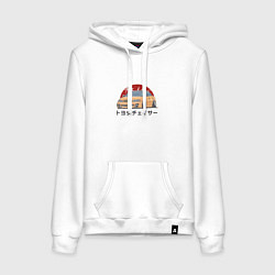 Толстовка-худи хлопковая женская Toyota Chaser - рисунок и иероглифы, цвет: белый