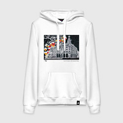 Толстовка-худи хлопковая женская Дом компании Зингер, цвет: белый