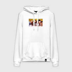 Толстовка-худи хлопковая женская Художниик друзья, цвет: белый