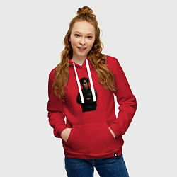 Толстовка-худи хлопковая женская Игрок 218 скрещенные руки на груди, цвет: красный — фото 2