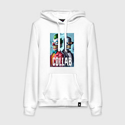 Толстовка-худи хлопковая женская Joker and Bender - collab, цвет: белый