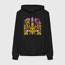 Женская толстовка-худи Абстракция с птицей