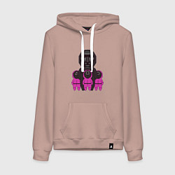 Толстовка-худи хлопковая женская Персонажи сериала игра в кальмара, цвет: пыльно-розовый