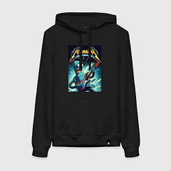 Женская толстовка-худи Рок гитарист Бендер и неоновые молнии