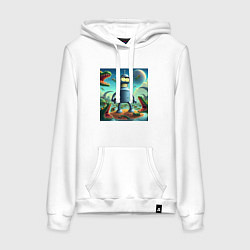 Женская толстовка-худи Робот-сгибальщик Бендер с пистолетом среди крокоди