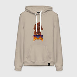 Толстовка-худи хлопковая женская Doom солдат, цвет: миндальный