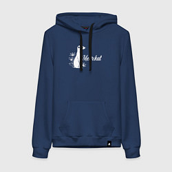 Толстовка-худи хлопковая женская Сурикат среди цветов, цвет: тёмно-синий