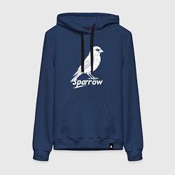 Женская толстовка-худи Воробей белый логотип