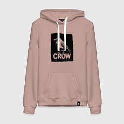 Женская толстовка-худи Ворона в черном штрихе