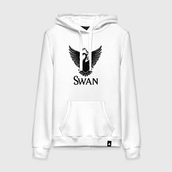 Женская толстовка-худи Лебедь с черными брызгами