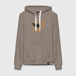 Толстовка-худи хлопковая женская Утка-заяц, цвет: утренний латте