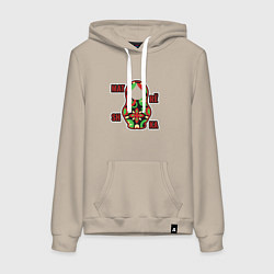 Толстовка-худи хлопковая женская Абстрактная матрешка, цвет: миндальный