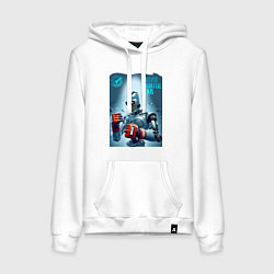 Толстовка-худи хлопковая женская Bender bending robot - mixed martial artist, цвет: белый