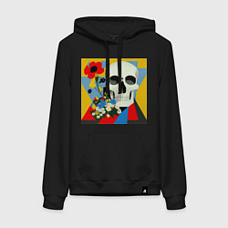 Женская толстовка-худи Череп в красочных цветах
