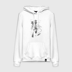 Женская толстовка-худи Девочка-айдол грифон - чёрно-белая