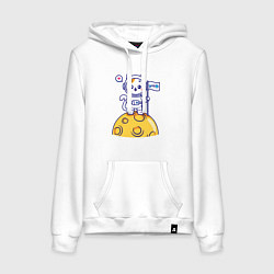 Женская толстовка-худи Котик космонавт на луне