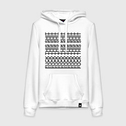 Толстовка-худи хлопковая женская Fuck this shit pattern, цвет: белый