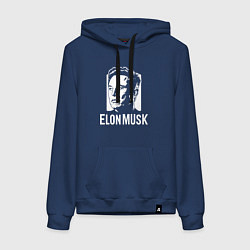 Толстовка-худи хлопковая женская Илон Маск в стиле стрит-арт, цвет: тёмно-синий