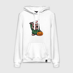 Женская толстовка-худи Котик с ножом и тыквой