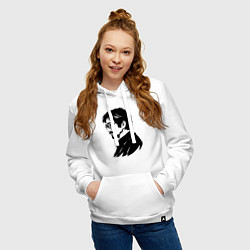 Толстовка-худи хлопковая женская Хаяо Миядзаки в профиль, цвет: белый — фото 2