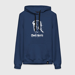 Женская толстовка-худи Чак Норрис в краске художественный портрет
