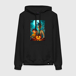 Женская толстовка-худи Rick and Morty with pumpkin - halloween night