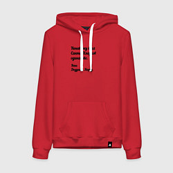 Толстовка-худи хлопковая женская Не переношу всех санта-клаусов, цвет: красный