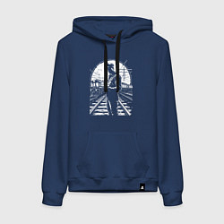 Толстовка-худи хлопковая женская Железнодорожник с тортом, цвет: тёмно-синий
