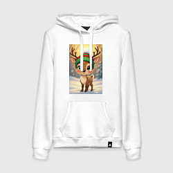 Женская толстовка-худи Рождественский олененок в лесу