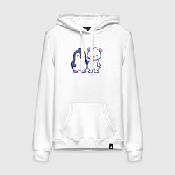 Женская толстовка-худи Пингвин и белый медведь