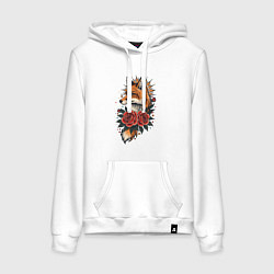 Женская толстовка-худи Татуировка лисы с розами