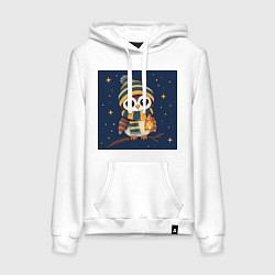 Женская толстовка-худи Сова в шапке и шарфе с фонарём