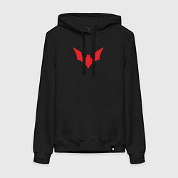 Толстовка-худи хлопковая женская Red Batman logo, цвет: черный