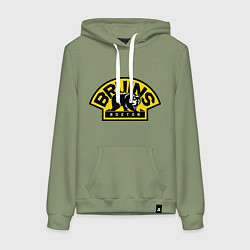 Толстовка-худи хлопковая женская HC Boston Bruins Label, цвет: авокадо