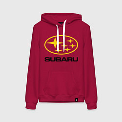Толстовка-худи хлопковая женская Subaru Logo, цвет: маджента