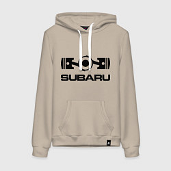 Толстовка-худи хлопковая женская Subaru, цвет: миндальный