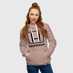 Толстовка-худи хлопковая женская Honda logo, цвет: пыльно-розовый — фото 2