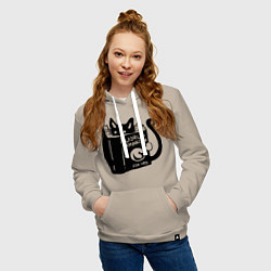 Толстовка-худи хлопковая женская Кот с книгой, цвет: миндальный — фото 2