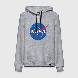 Толстовка-худи хлопковая женская NASA: Logo, цвет: меланж