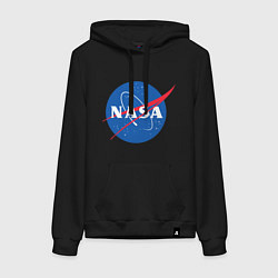 Толстовка-худи хлопковая женская NASA: Logo, цвет: черный