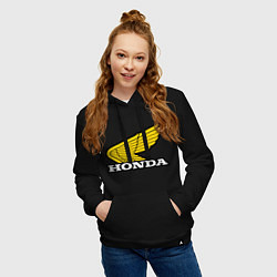 Толстовка-худи хлопковая женская Honda, цвет: черный — фото 2