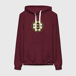 Толстовка-худи хлопковая женская Boston Bruins, цвет: меланж-бордовый