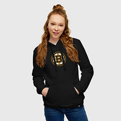 Толстовка-худи хлопковая женская Boston Bruins, цвет: черный — фото 2