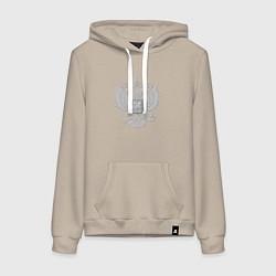 Толстовка-худи хлопковая женская Герб России, цвет: миндальный