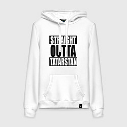 Толстовка-худи хлопковая женская Straight Outta Tatarstan, цвет: белый